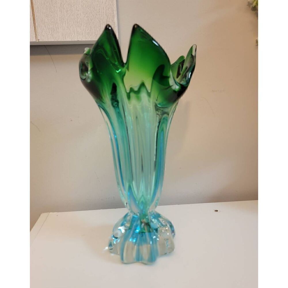 Vintage Murano Italy Glass Vase 10"